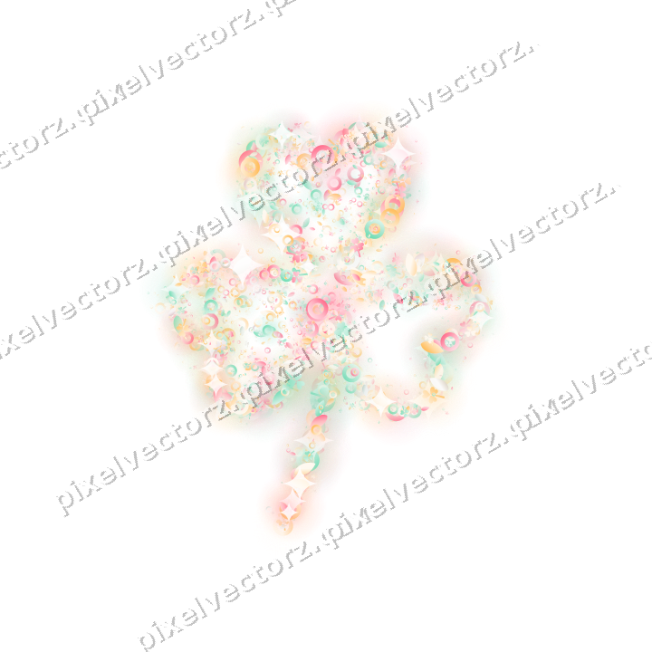 Seamless glitter shamrock in pale pink on a transparent background