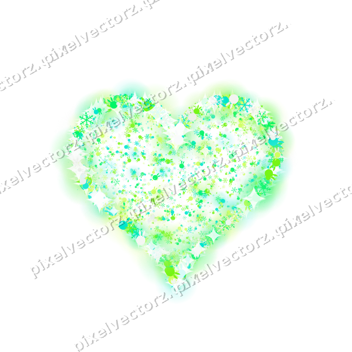Seamless glitter heart in green and lime on a transparent background