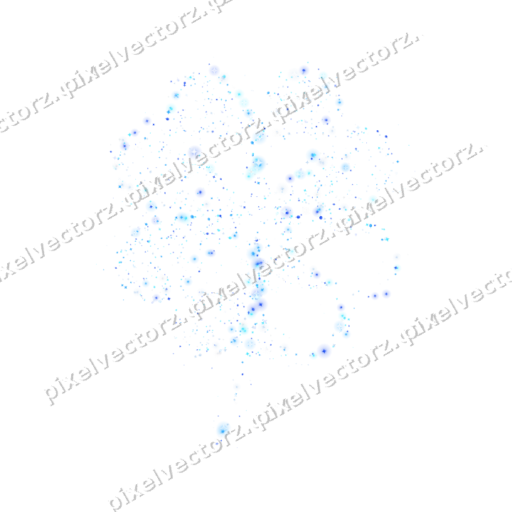 Seamless glitter clover leaf in cyan on a transparent background