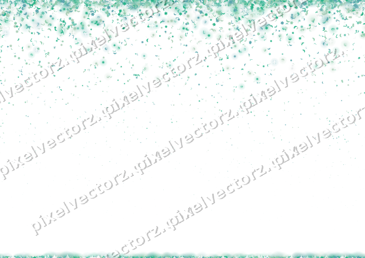 Seamless falling glitter in green and teal on a transparent background