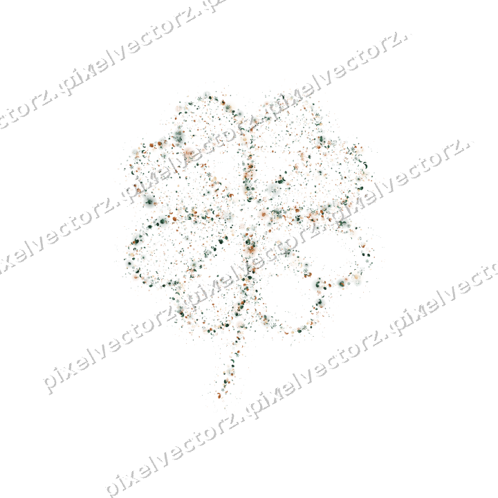 Seamless glitter clover leaf in dark green on a transparent background