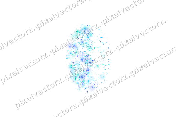 Seamless glitter leaf in cyan and teal on a transparent background