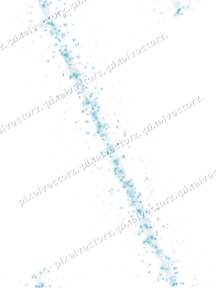 Seamless glitter band of flowers in cyan on a transparent background