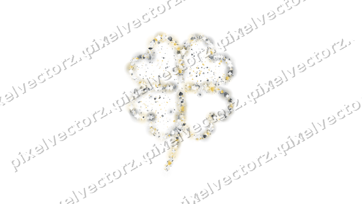 Seamless glitter four leaf clover in amber on a transparent background