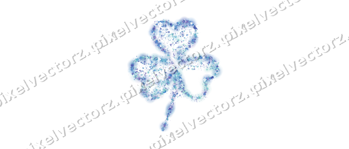 Seamless glitter shamrock in blue and cyan on a transparent background