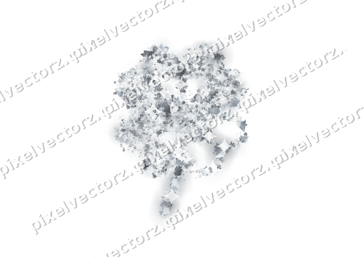 Seamless glitter clover leaf in pale blue on a transparent background
