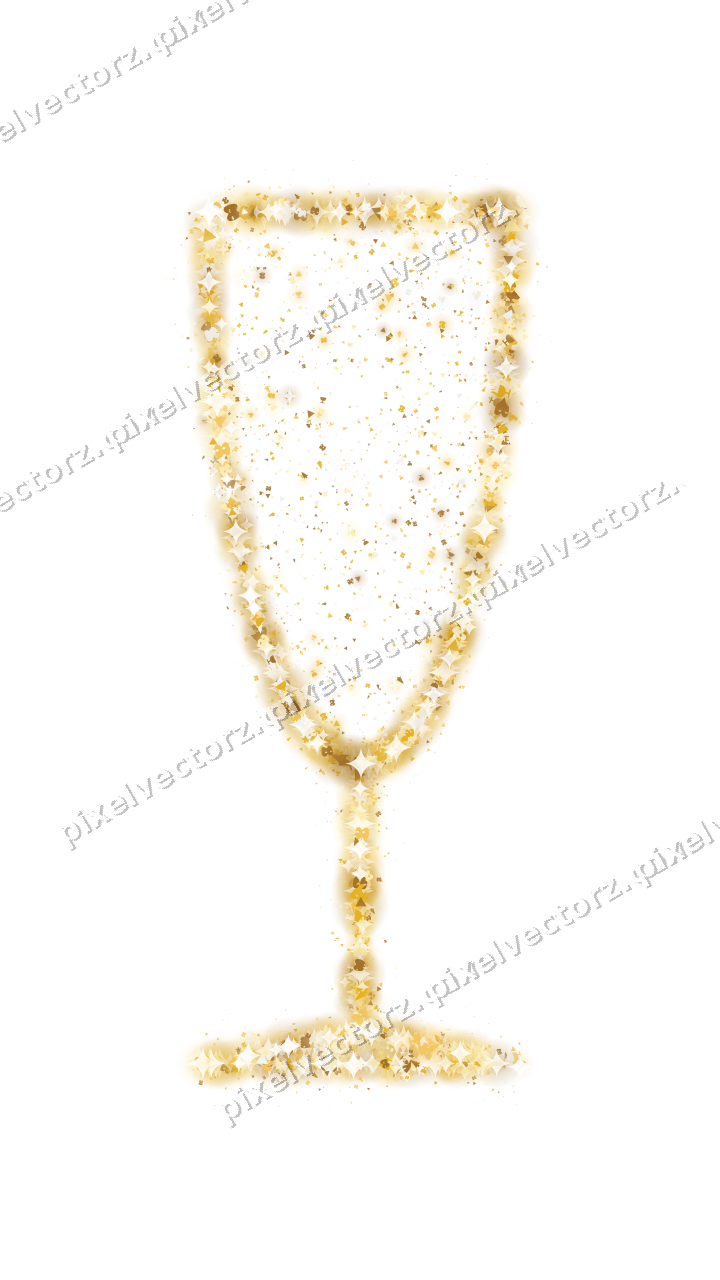 Seamless glitter champagne flute on a transparent background