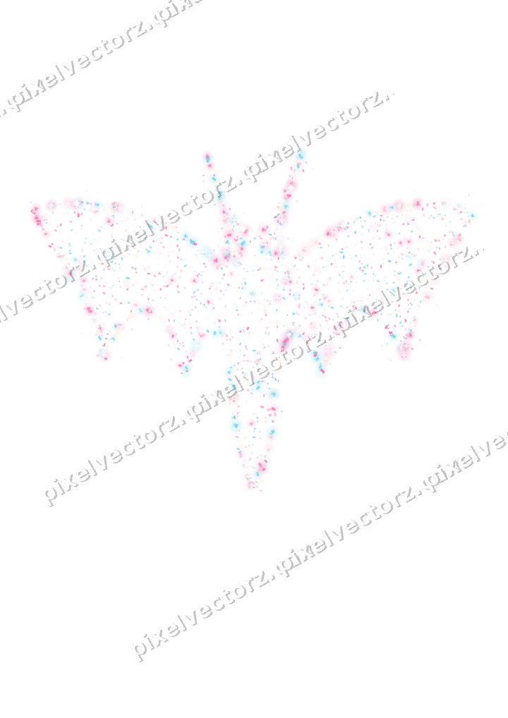 Seamless glitter bat in pink and cyan on a transparent background