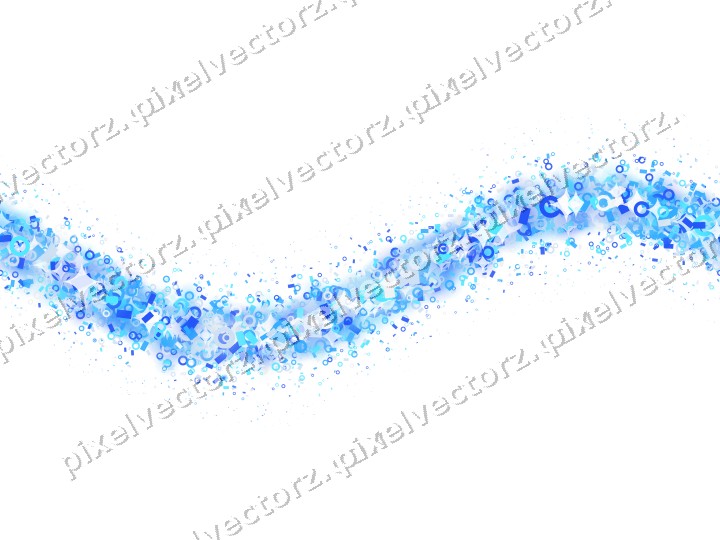 Seamless glitter wave in cyan and blue on a transparent background