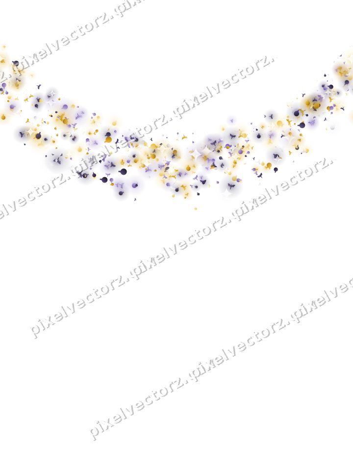 Seamless glitter garland in amber on a transparent background