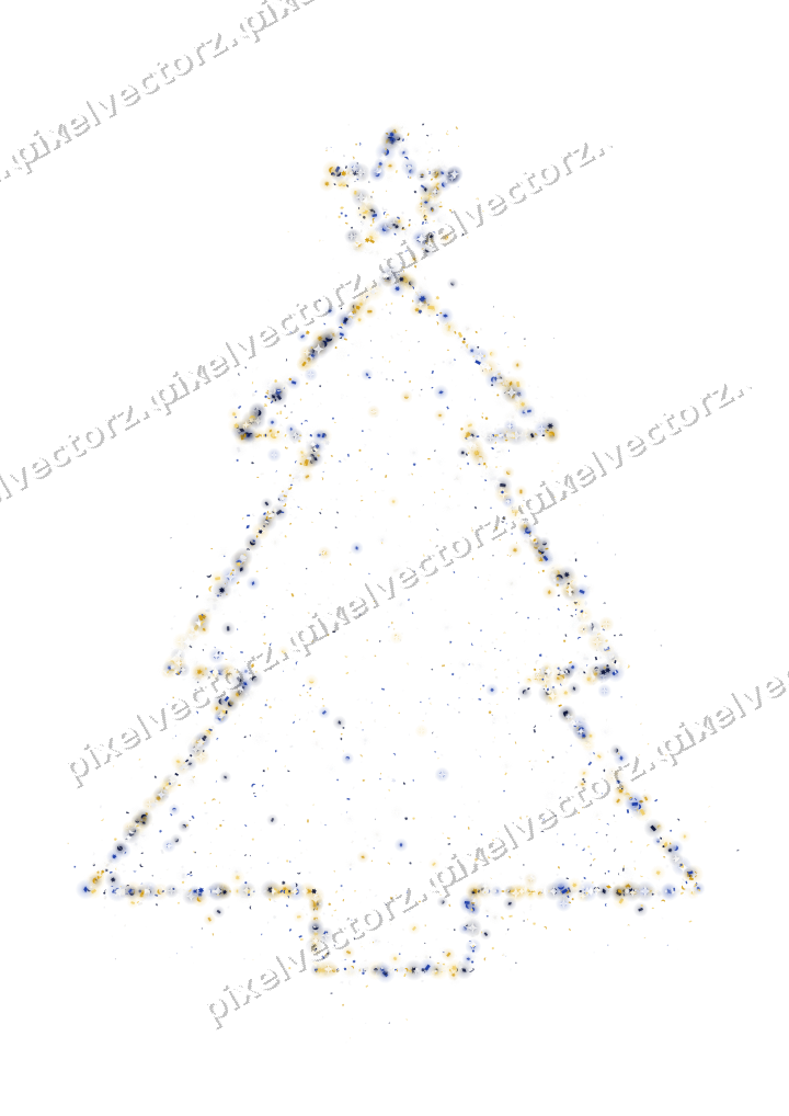 Seamless glitter christmas tree in amber on a transparent background