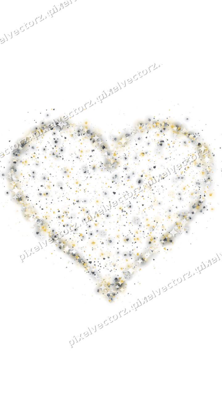 Seamless glitter heart in amber and grey on a transparent background