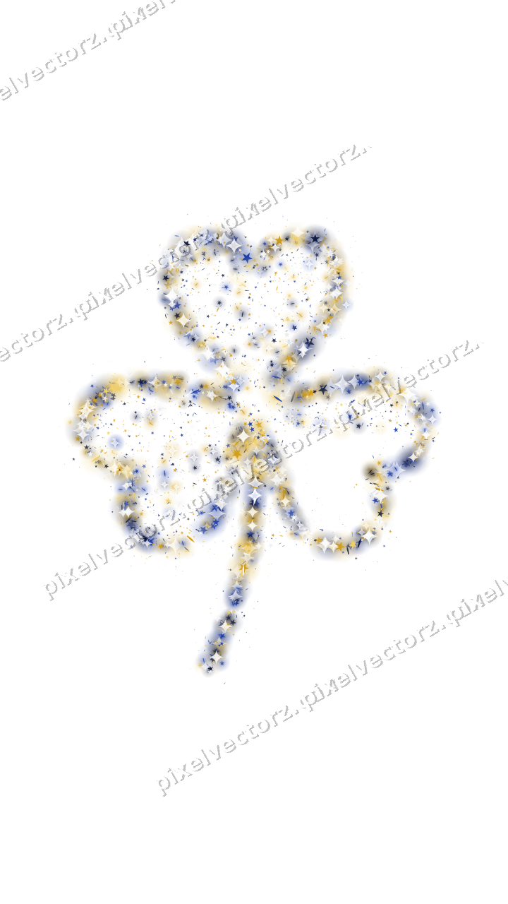 Seamless glitter shamrock in amber on a transparent background
