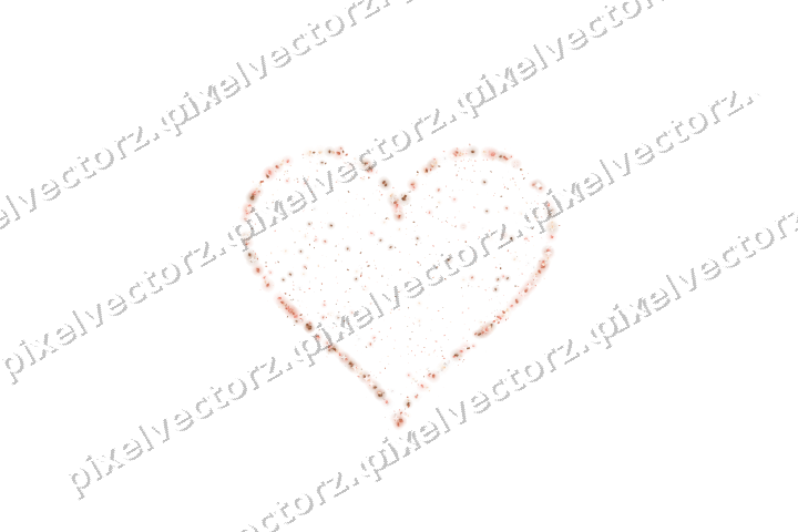 Seamless glitter heart in orange and red on a transparent background