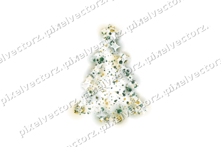 Seamless glitter christmas tree of clovers on a transparent background
