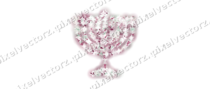 Seamless glitter menorah in dark pink on a transparent background
