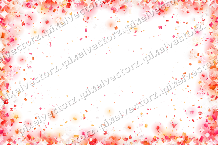 Seamless glitter vignette in red on a transparent background