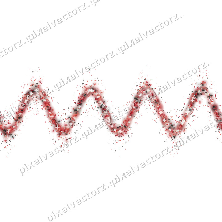 Seamless glitter wave of confetti in red on a transparent background