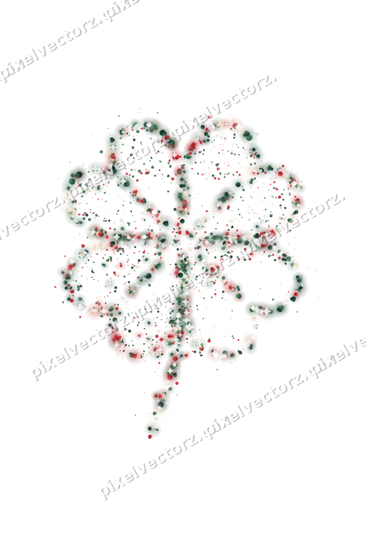 Seamless glitter clover leaf in dark green on a transparent background