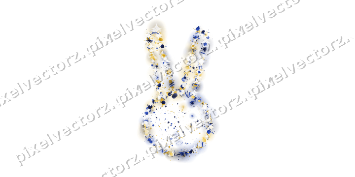Seamless glitter easter bunny in amber on a transparent background
