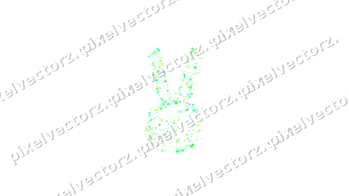 Seamless glitter easter bunny in green on a transparent background