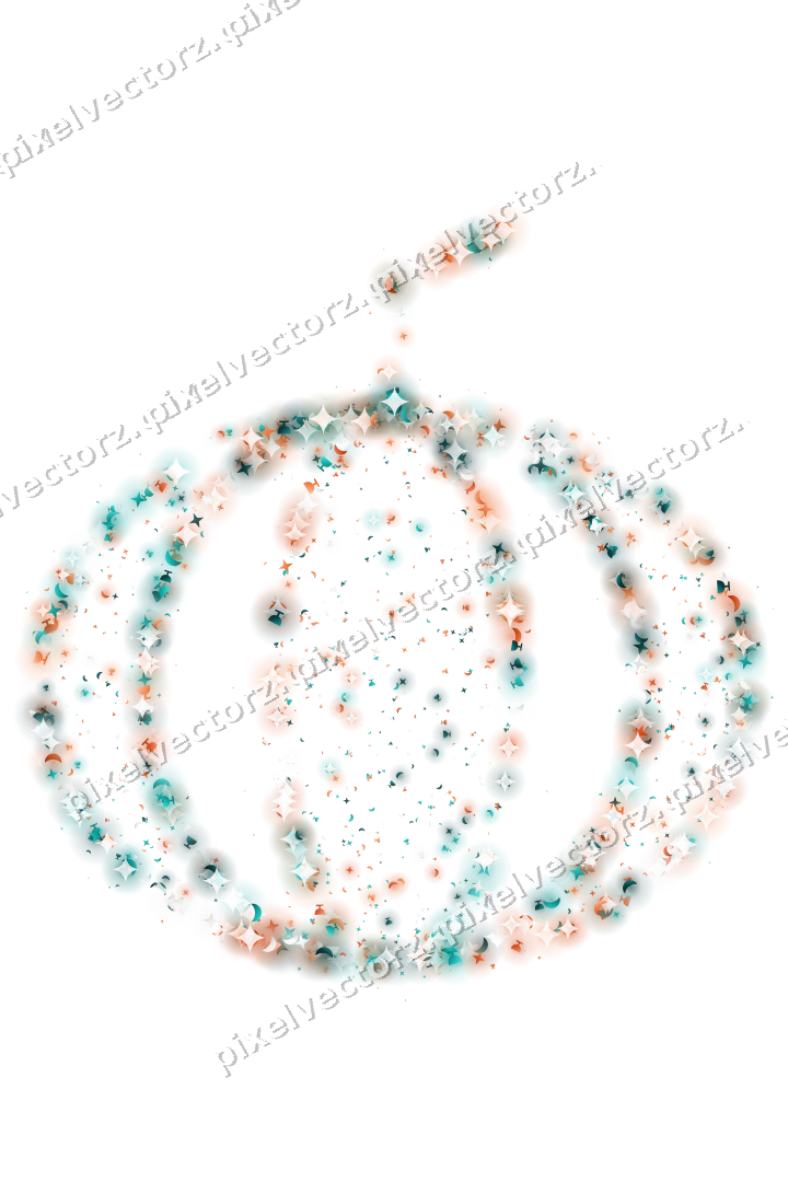 Seamless glitter pumpkin in orange on a transparent background