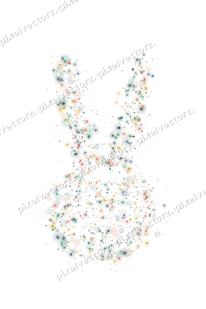 Seamless glitter easter bunny in amber on a transparent background