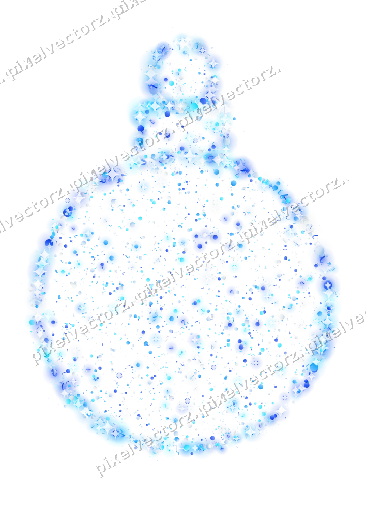 Seamless glitter bauble in cyan and blue on a transparent background
