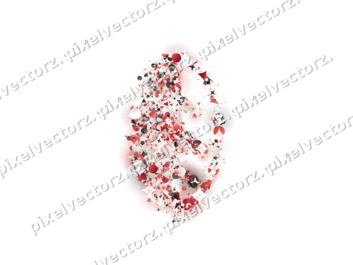 Seamless glitter leaf in red on a transparent background