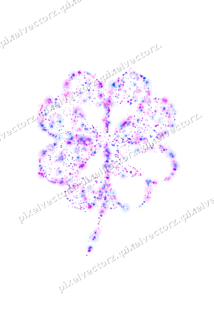 Seamless glitter clover leaf in purple on a transparent background