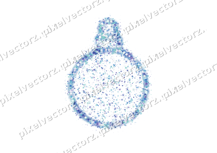 Seamless glitter bauble of dots in blue on a transparent background