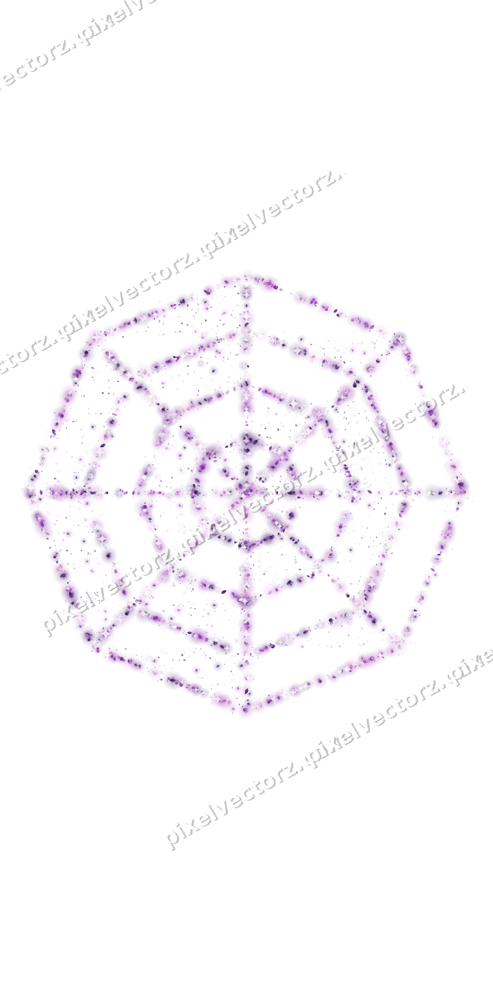 Seamless glitter spider web in purple on a transparent background