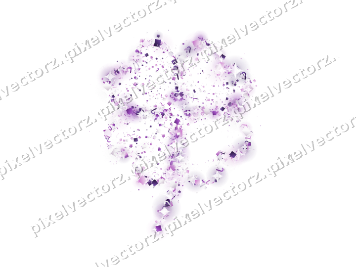 Seamless glitter four leaf clover on a transparent background