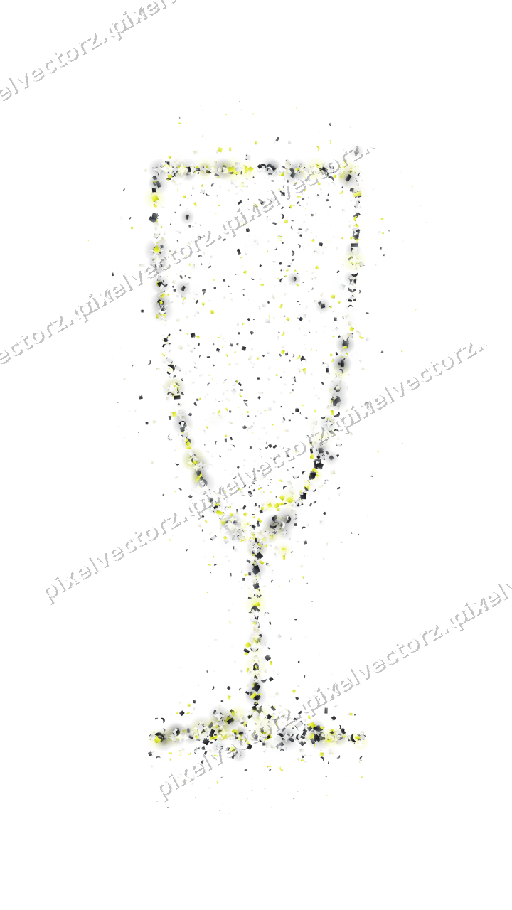 Seamless glitter champagne flute in yellow on a transparent background