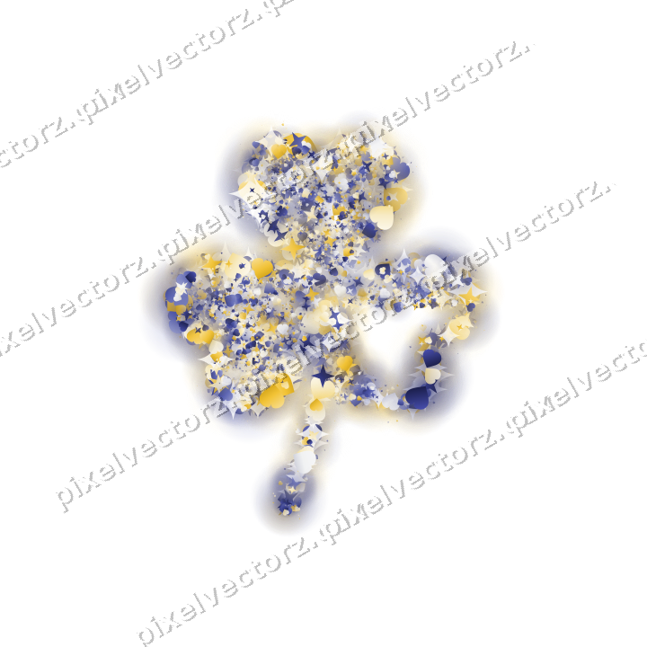 Seamless glitter shamrock in dark blue on a transparent background