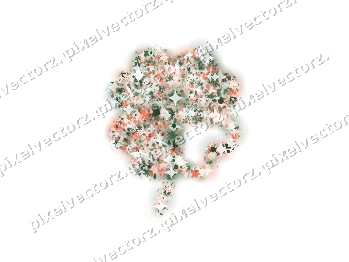Seamless glitter four leaf clover on a transparent background