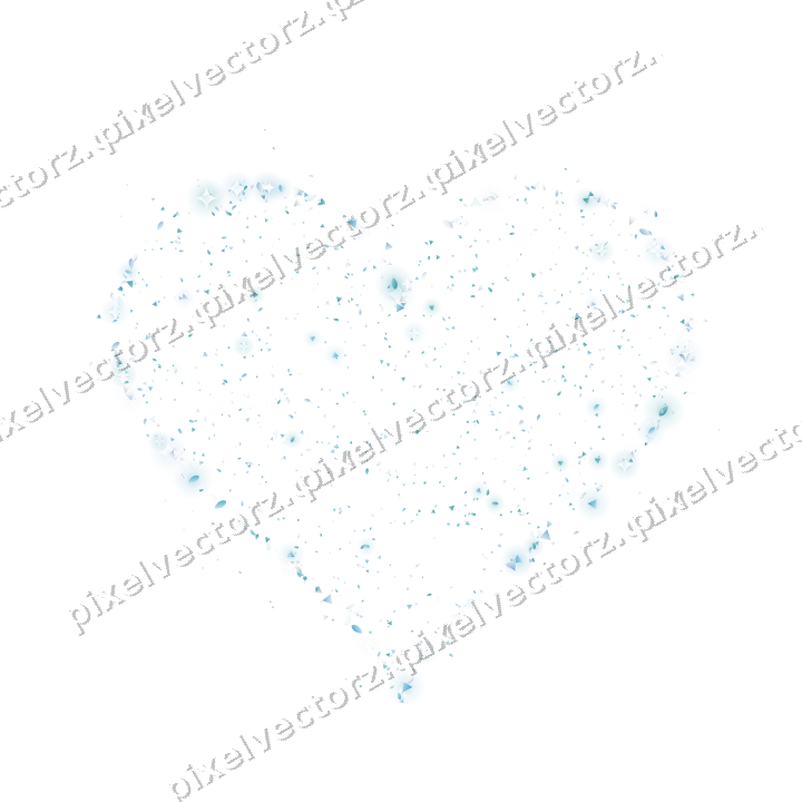 Seamless glitter heart in cyan on a transparent background