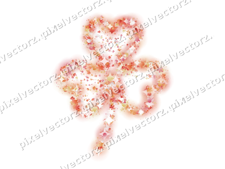 Seamless glitter shamrock in red on a transparent background
