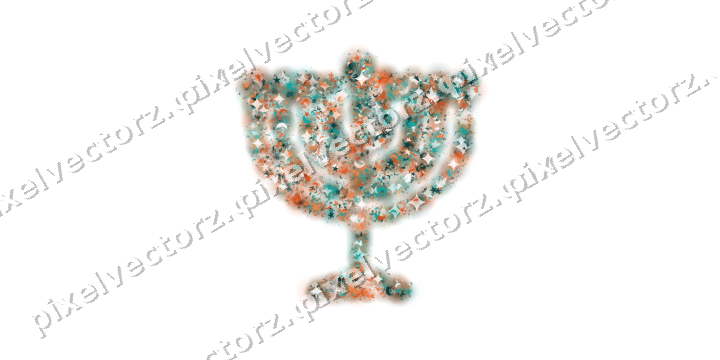 Seamless glitter menorah in orange on a transparent background