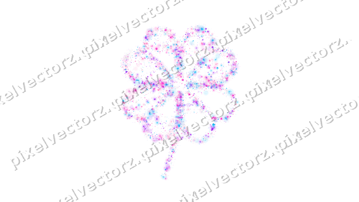 Seamless glitter clover leaf in magenta on a transparent background