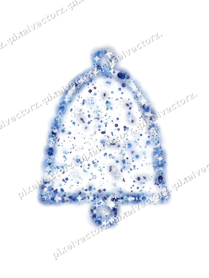 Seamless glitter bell in blue and cyan on a transparent background