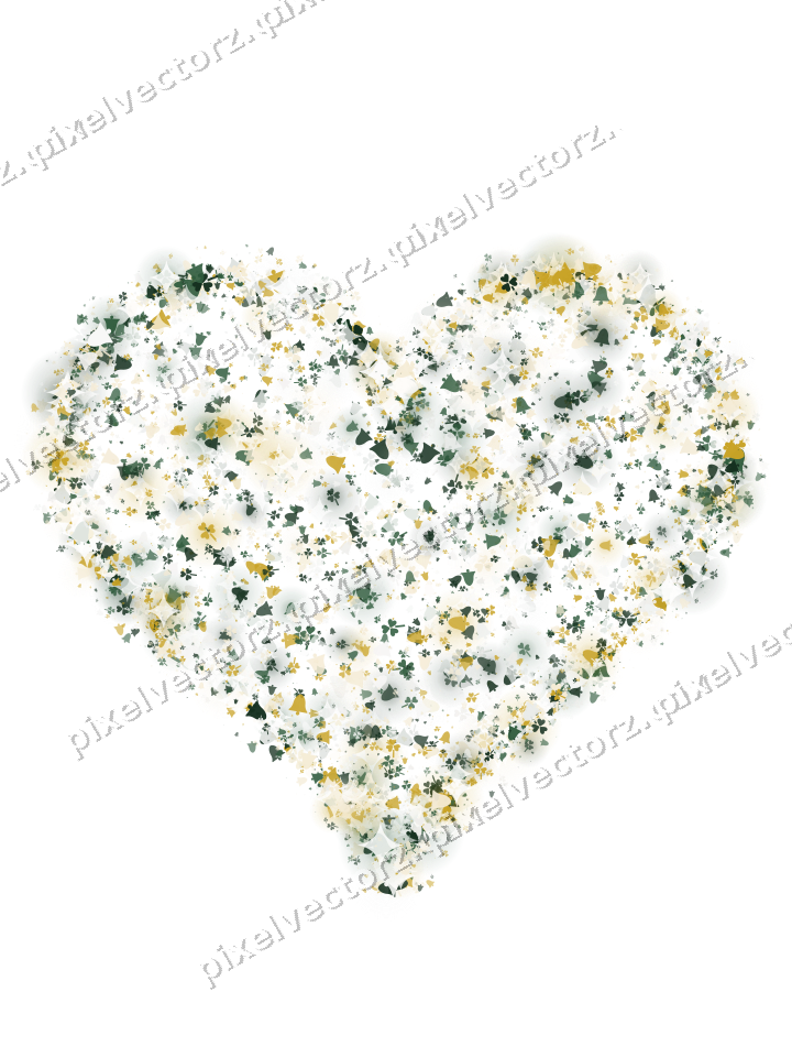 Seamless glitter heart in dark green on a transparent background