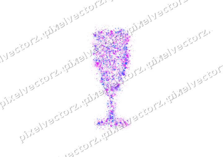 Seamless glitter champagne flute in purple on a transparent background
