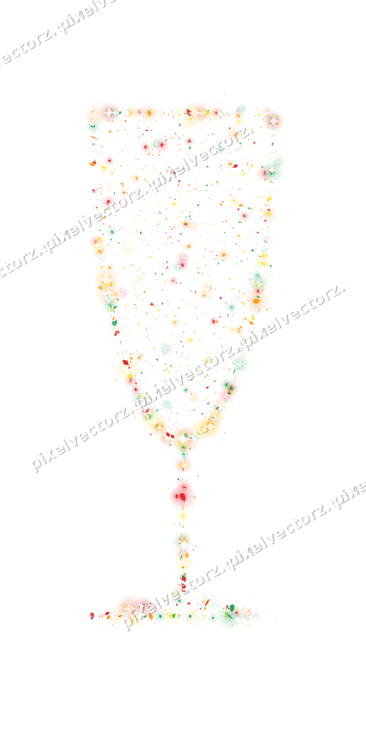 Seamless glitter champagne flute in red on a transparent background
