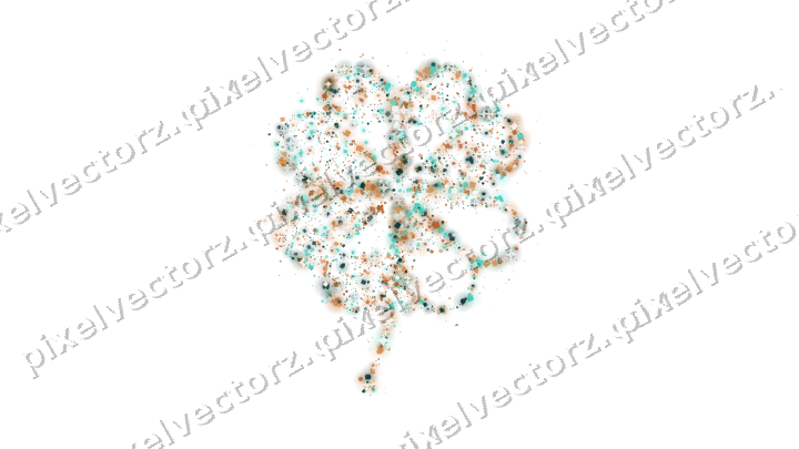 Seamless glitter clover leaf in orange on a transparent background
