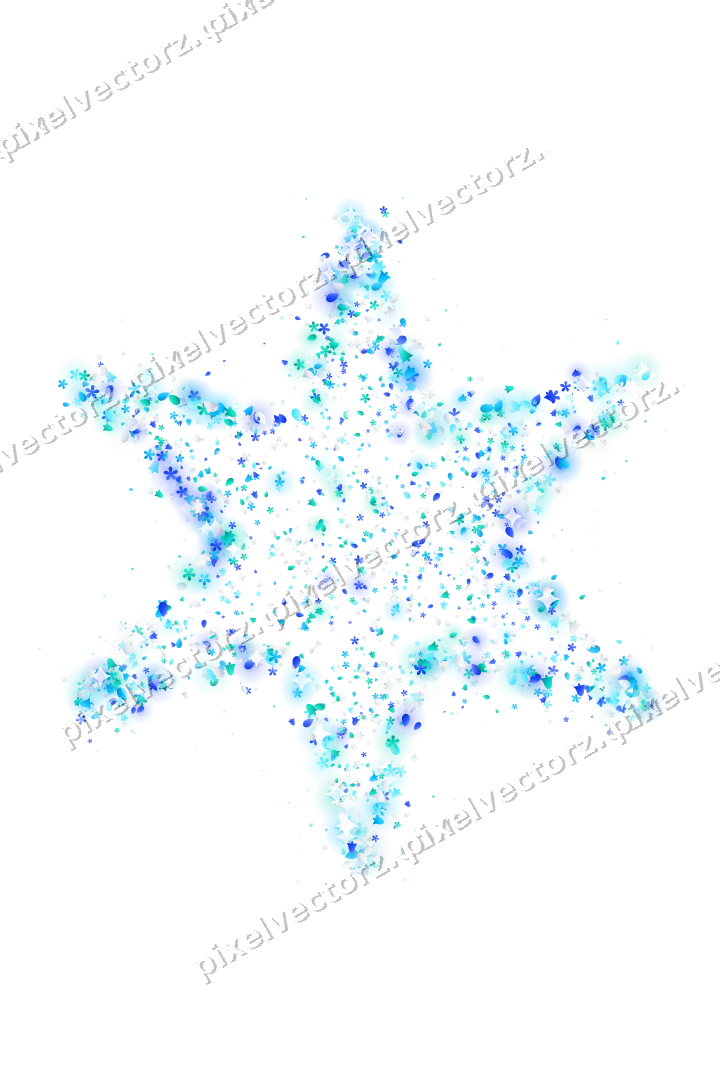 Seamless glitter star of flowers and bells on a transparent background