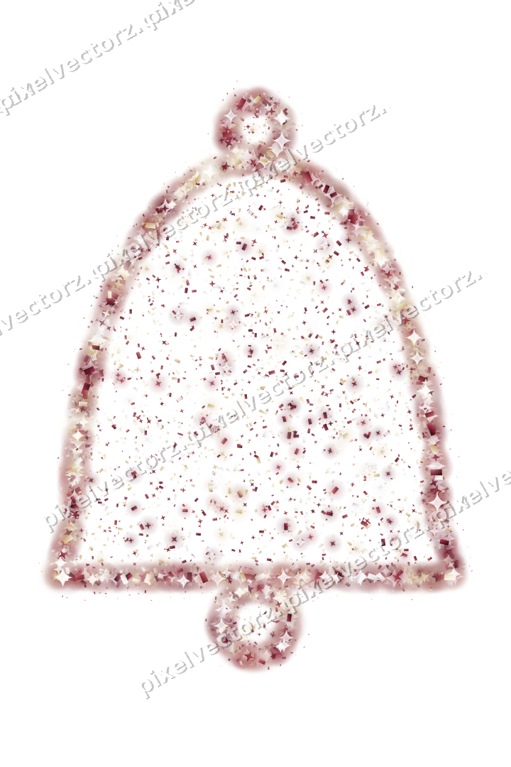 Seamless glitter bell in dark pink and red on a transparent background