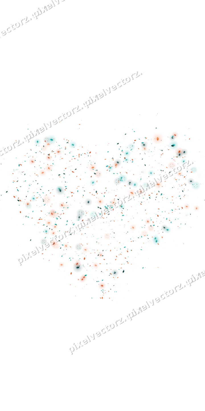 Seamless glitter heart of droplets on a transparent background