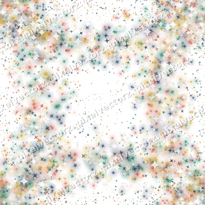 Seamless glitter wreath of stars in amber on a transparent background