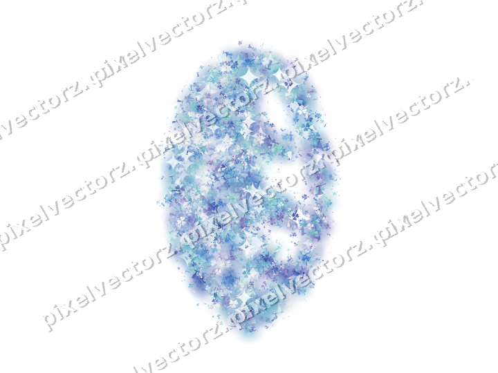 Seamless glitter leaf in blue and cyan on a transparent background